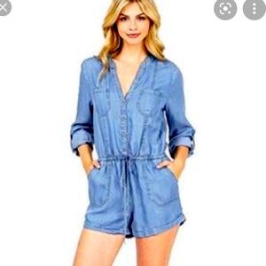 Haute Monde Chambray denim romper